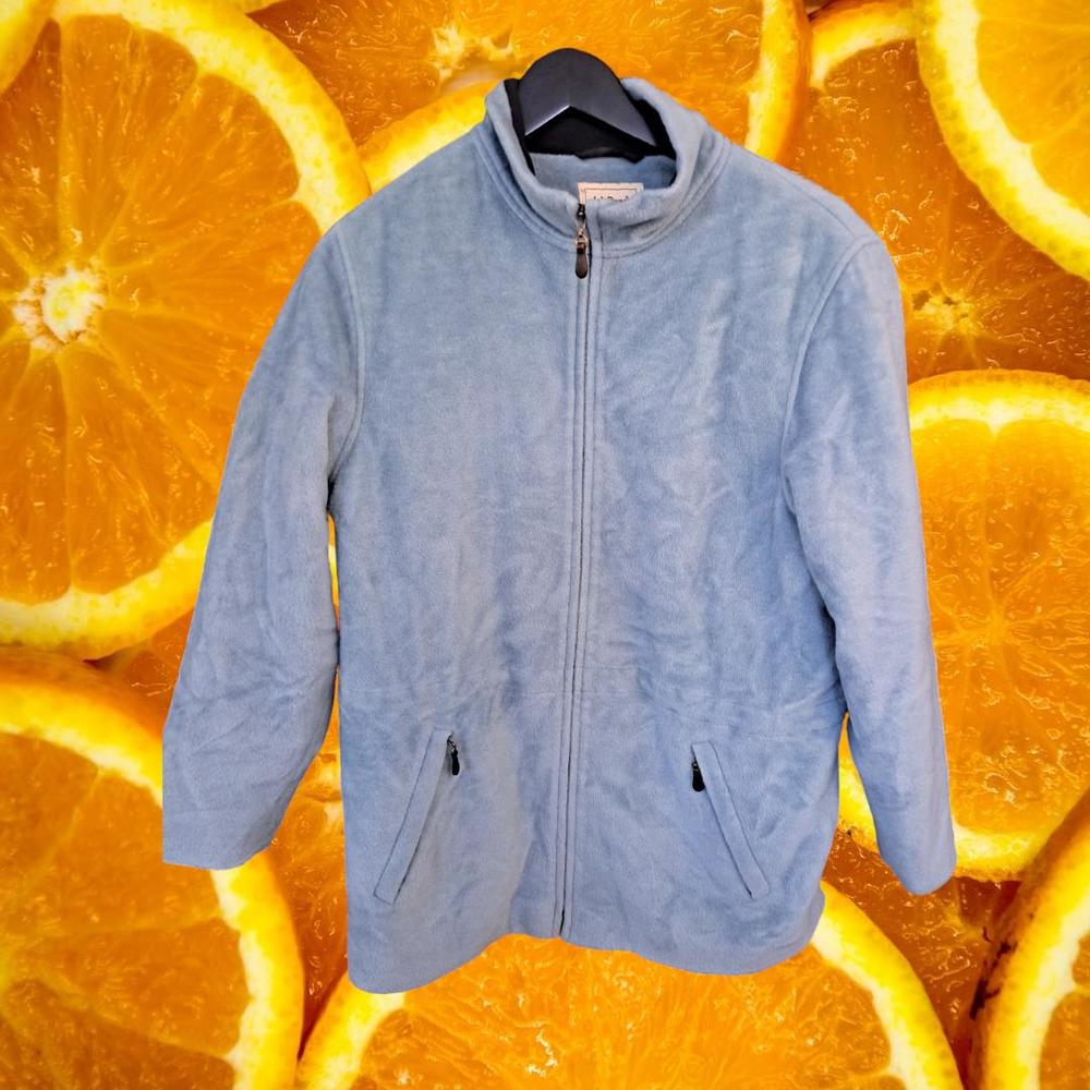 L.L. Bean Light Blue Full Zip Wool Blend Drawstring in the Center Coat‎ Size MP
